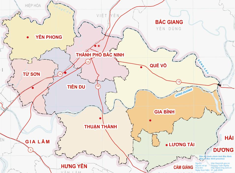 bản đồ bắc giang tại chành xe bắc ninh